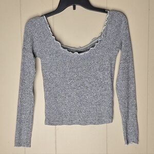 Abercrombie & Fitch Heather Gray Ribbed Top